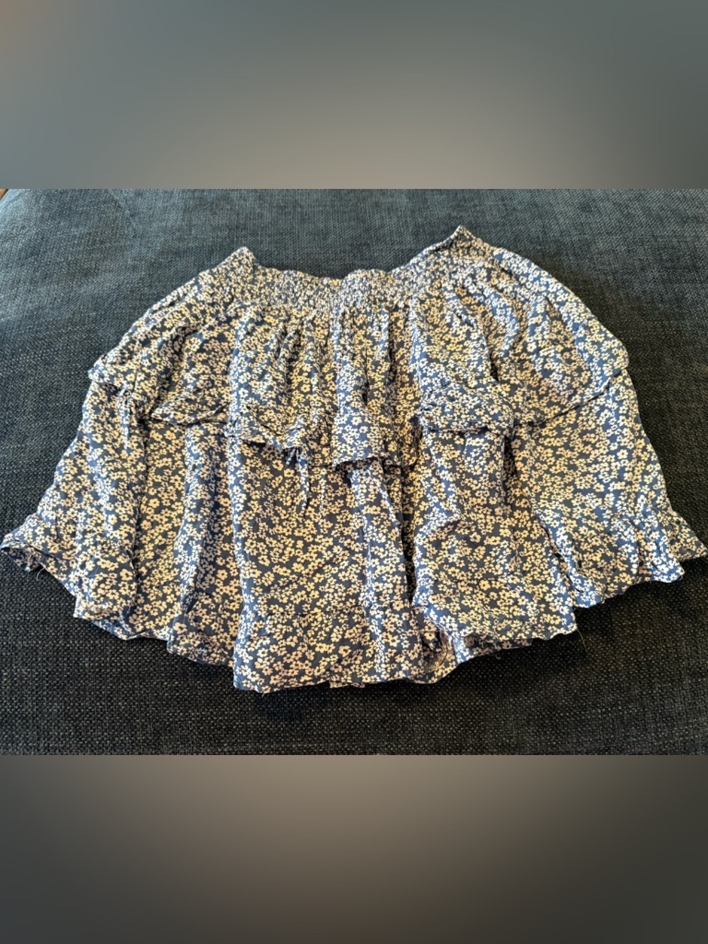 Princess Polly Blue Floral Ruffle Skater Skirt